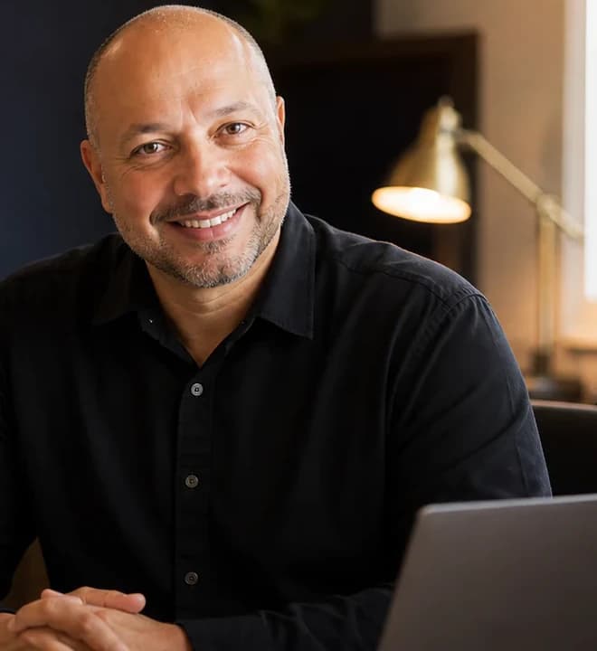 Patrick Bianconi in his studio, ready to help ministry leaders recover time with better technology.
